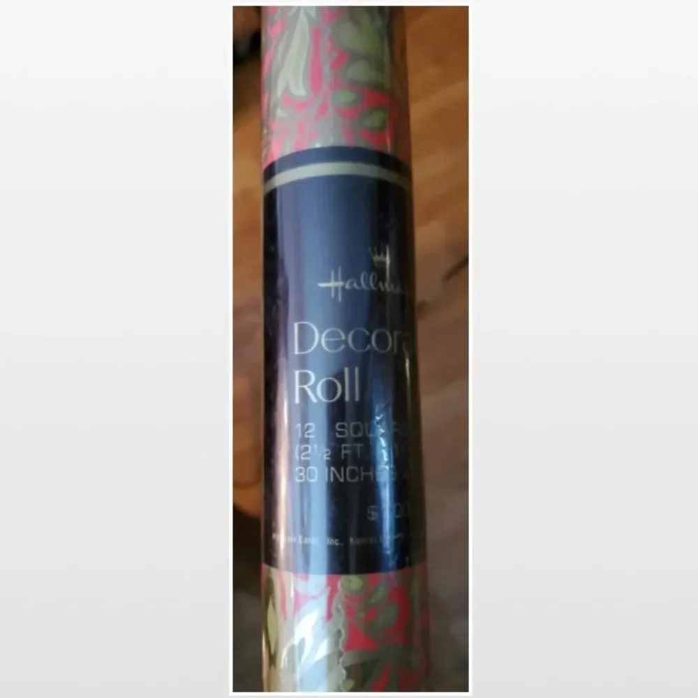 New Vintage Hallmark Wrapping Paper Orange Yellow Gold Foil NWT